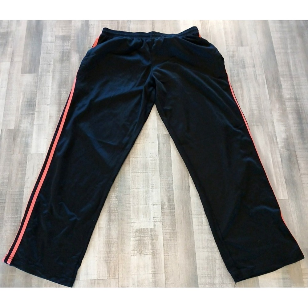 NBN Gear Sweatpants Mens Size L Black & Red Orange Stripe Active Drawstring